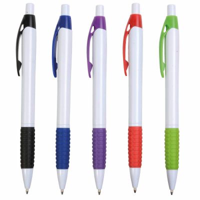 Penna a scatto con impugnature e clip colorate