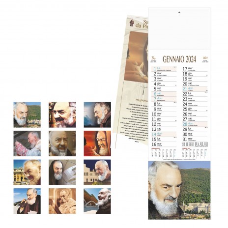 Calendario Padre Pio Santo 2024 stretto da parete economico