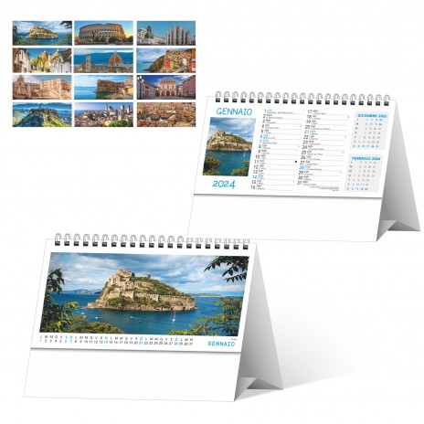 Calendario da scrivania tavolo trimestrale immagini paesaggi economico stampa logo