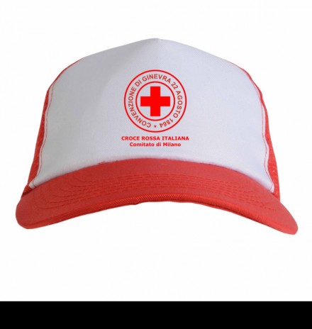 Cappellino in poliestere con retina Croce Rossa Italiana