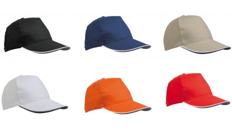 Cappellino Baseball 5 pannelli con profilo in contrasto